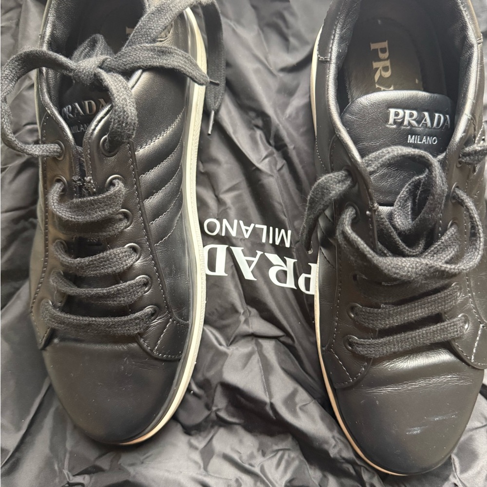 Prada Women's Black Leather Sneakers